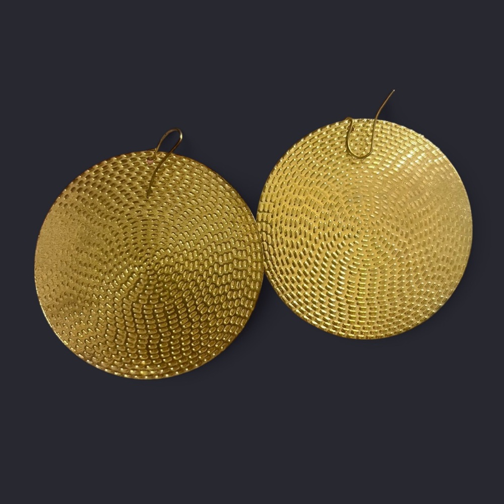 Gold Circular Earrings with Intricate Pattern